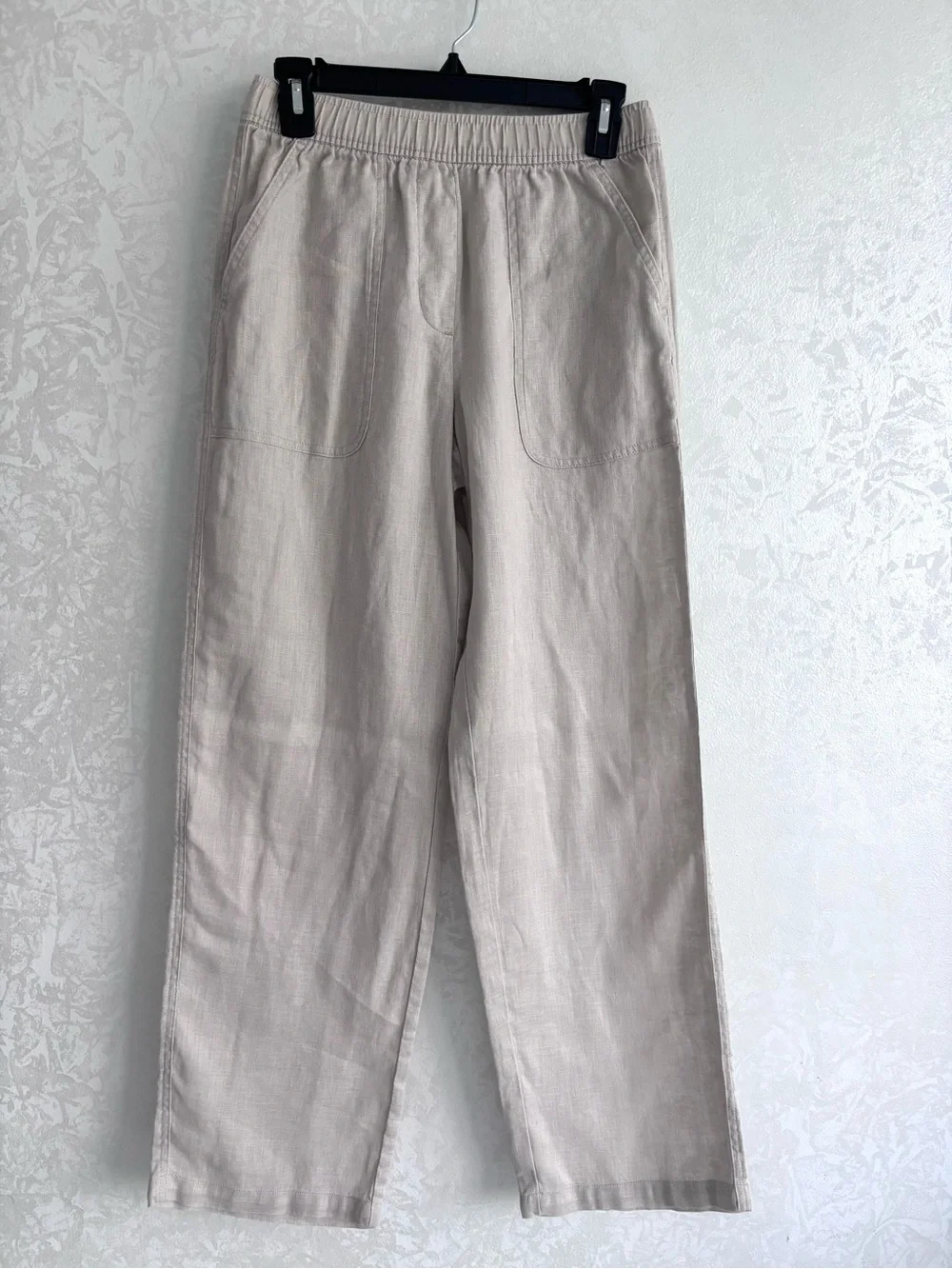Zara Lightweight Elastic-Waist Linen Straight Leg Pants XS